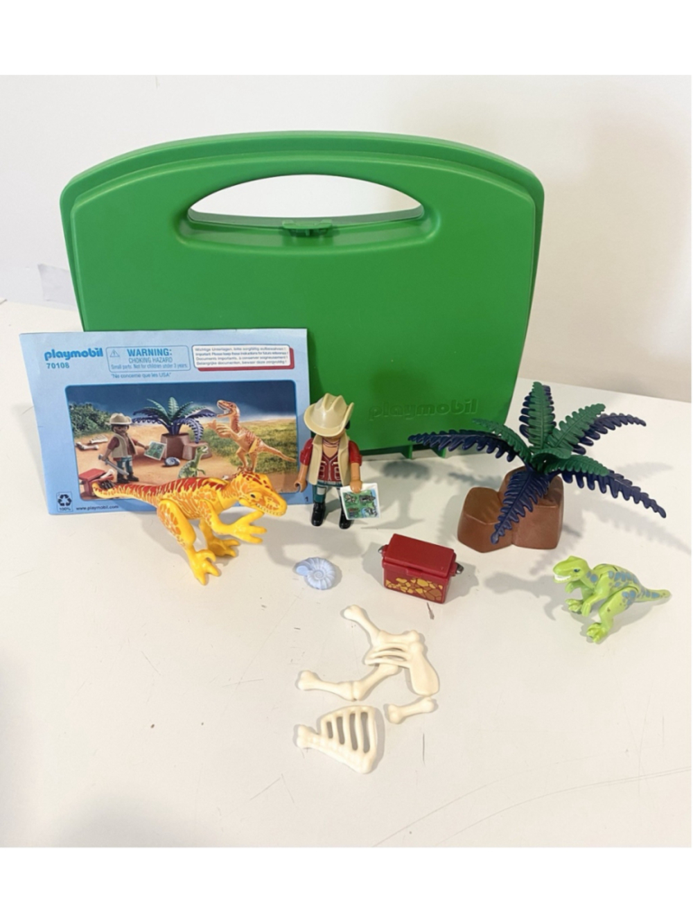Playmobil 70108 Dino Explorer Carry Case Dinosaur Set Near Complete